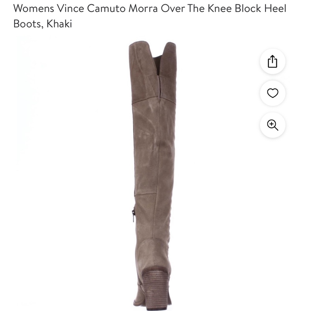 Vince Camuto VC-Morra Over the Knee Block Heel Boots Khaki Suede - size 8